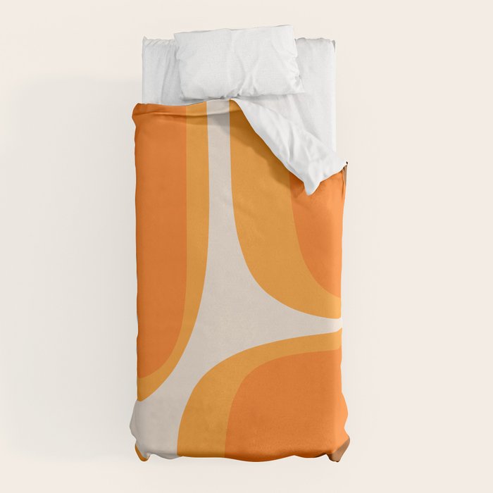 70s Retro Groove Minimalist Mid Century Modern Abstract in 1970s Brown and Orange Duvet Cover