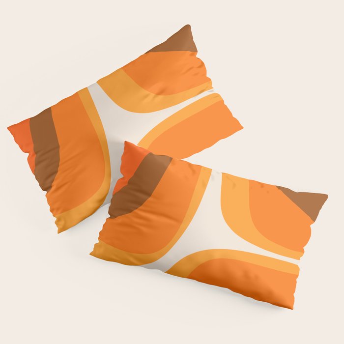 70s Retro Groove Minimalist Mid Century Modern Abstract in 1970s Brown and Orange Pillow Sham