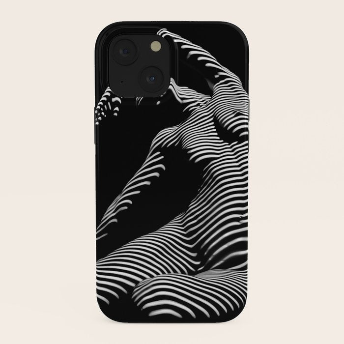 0077s-DJA Abstract Photograph of Seated Woman Striped by Light and Shade iPhone Case