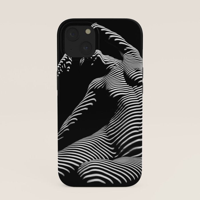 0077s-DJA Abstract Photograph of Seated Woman Striped by Light and Shade iPhone Case