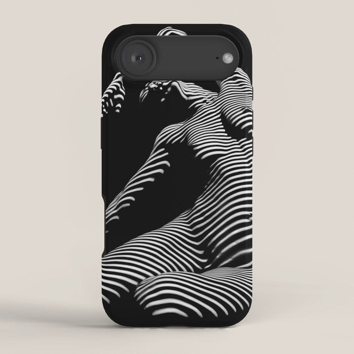 0077s-DJA Abstract Photograph of Seated Woman Striped by Light and Shade iPhone Case