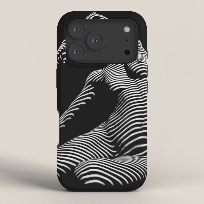 0077s-DJA Abstract Photograph of Seated Woman Striped by Light and Shade iPhone Case