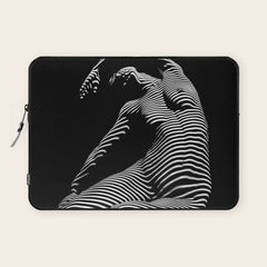 0077s-DJA Abstract Photograph of Seated Woman Striped by Light and Shade Laptop Sleeve