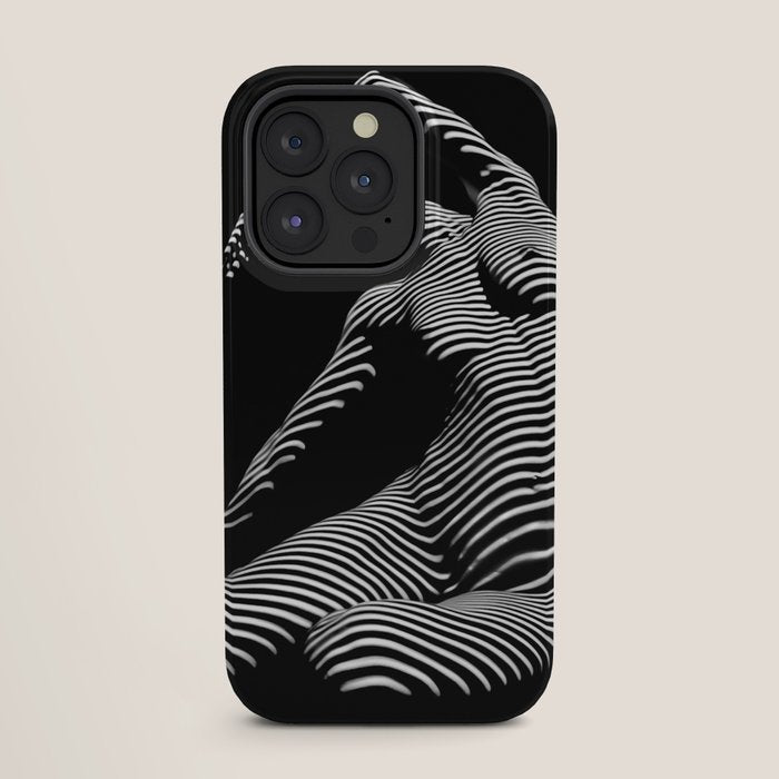0077s-DJA Abstract Photograph of Seated Woman Striped by Light and Shade iPhone Case