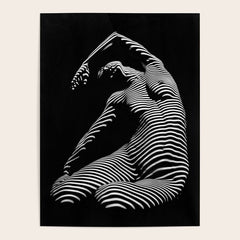 0077s-DJA Abstract Photograph of Seated Woman Striped by Light and Shade Poster