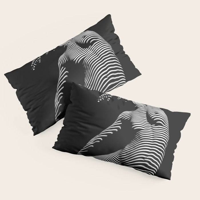 0077s-DJA Abstract Photograph of Seated Woman Striped by Light and Shade Pillow Sham