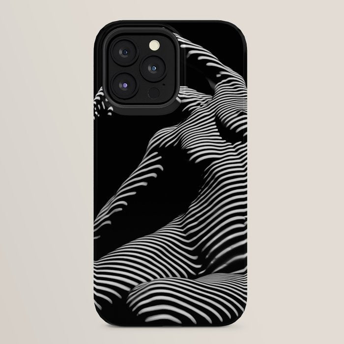 0077s-DJA Abstract Photograph of Seated Woman Striped by Light and Shade iPhone Case