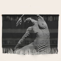 0077s-DJA Abstract Photograph of Seated Woman Striped by Light and Shade Wall Hanging