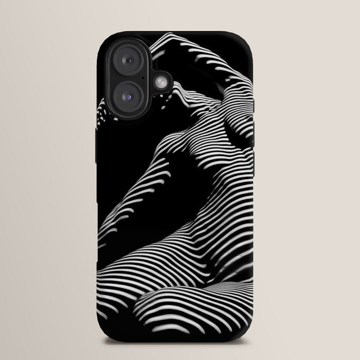 0077s-DJA Abstract Photograph of Seated Woman Striped by Light and Shade iPhone Case