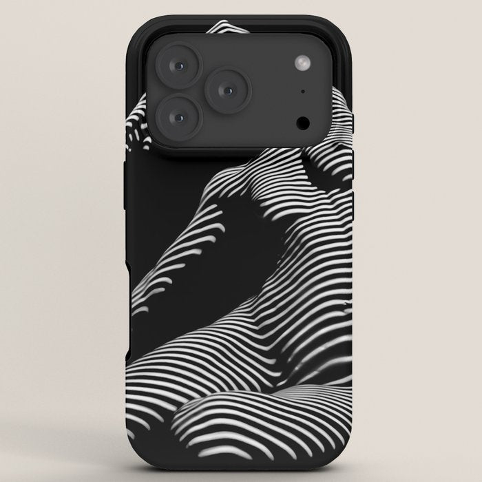 0077s-DJA Abstract Photograph of Seated Woman Striped by Light and Shade iPhone Case