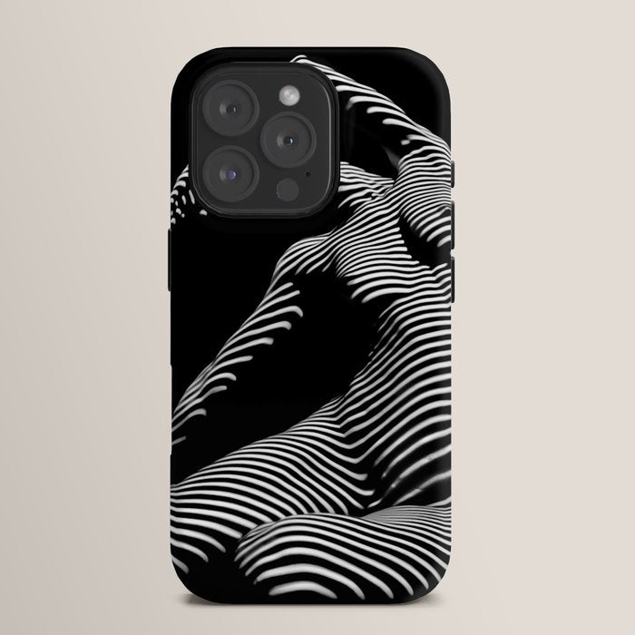 0077s-DJA Abstract Photograph of Seated Woman Striped by Light and Shade iPhone Case