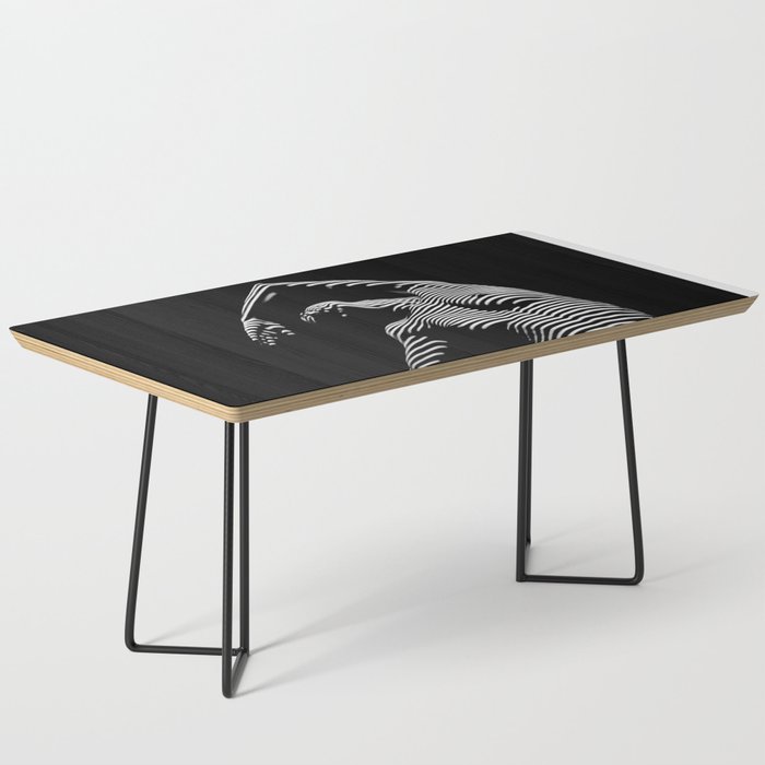 0077s-DJA Abstract Photograph of Seated Woman Striped by Light and Shade Coffee Table