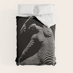 0077s-DJA Abstract Photograph of Seated Woman Striped by Light and Shade Duvet Cover