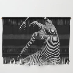 0077s-DJA Abstract Photograph of Seated Woman Striped by Light and Shade Wall Hanging