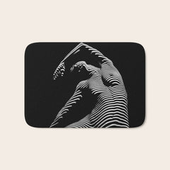 0077s-DJA Abstract Photograph of Seated Woman Striped by Light and Shade Bath Mat