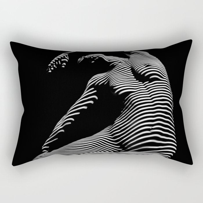 0077s-DJA Abstract Photograph of Seated Woman Striped by Light and Shade Rectangular Pillow