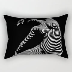 0077s-DJA Abstract Photograph of Seated Woman Striped by Light and Shade Rectangular Pillow