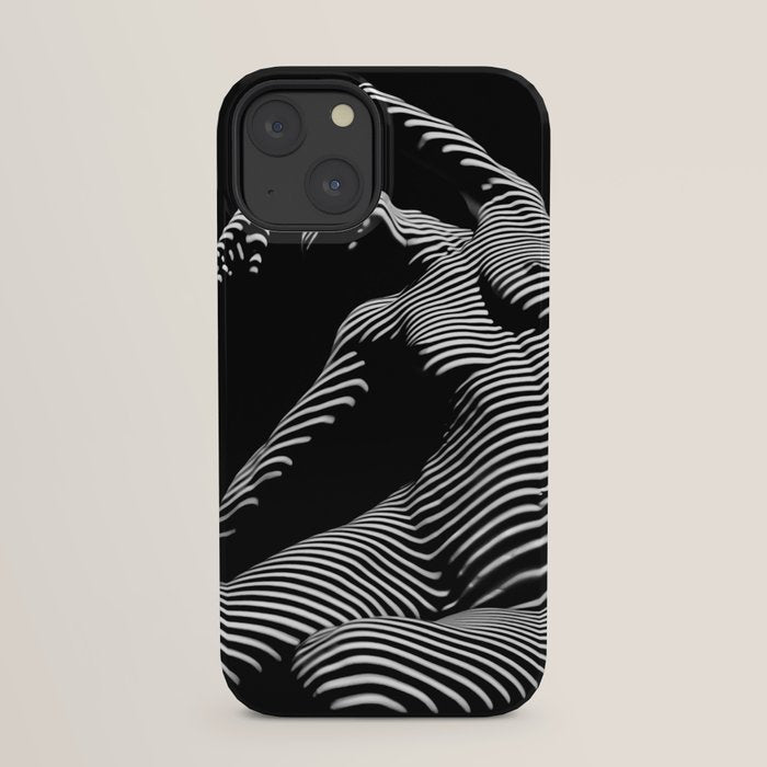 0077s-DJA Abstract Photograph of Seated Woman Striped by Light and Shade iPhone Case