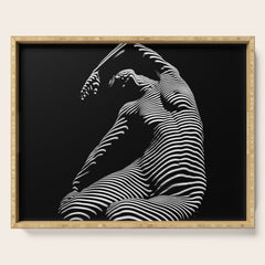0077s-DJA Abstract Photograph of Seated Woman Striped by Light and Shade Serving Tray