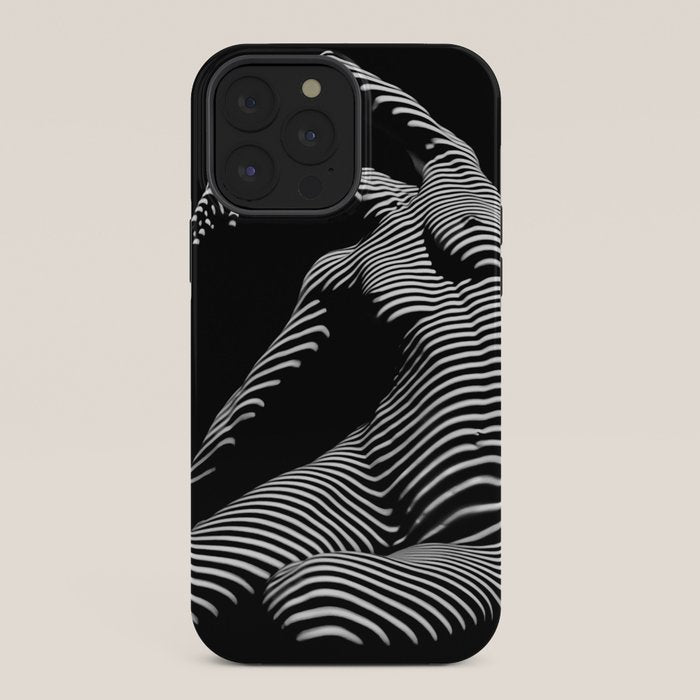 0077s-DJA Abstract Photograph of Seated Woman Striped by Light and Shade iPhone Case