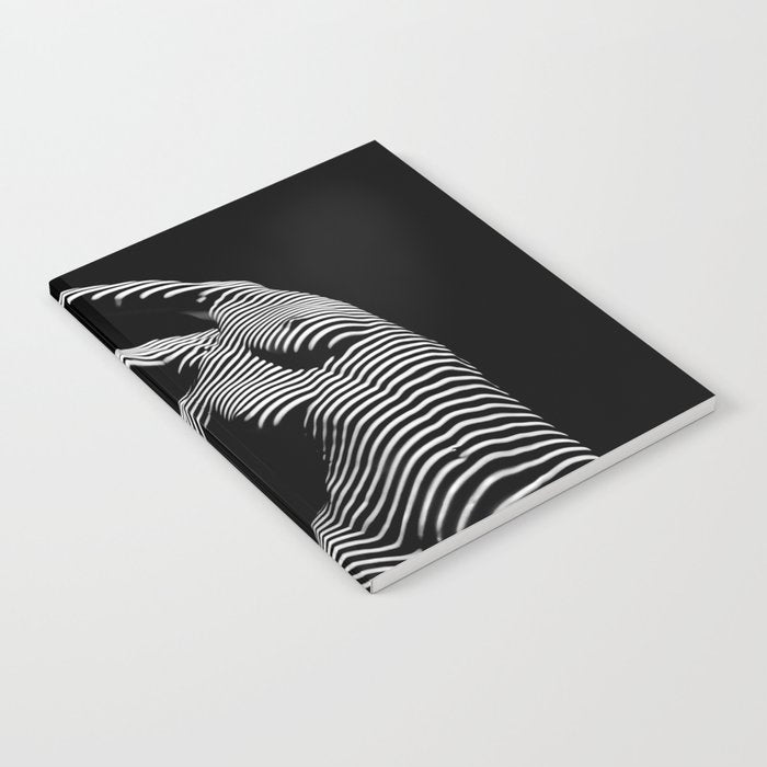 0077s-DJA Abstract Photograph of Seated Woman Striped by Light and Shade Notebook