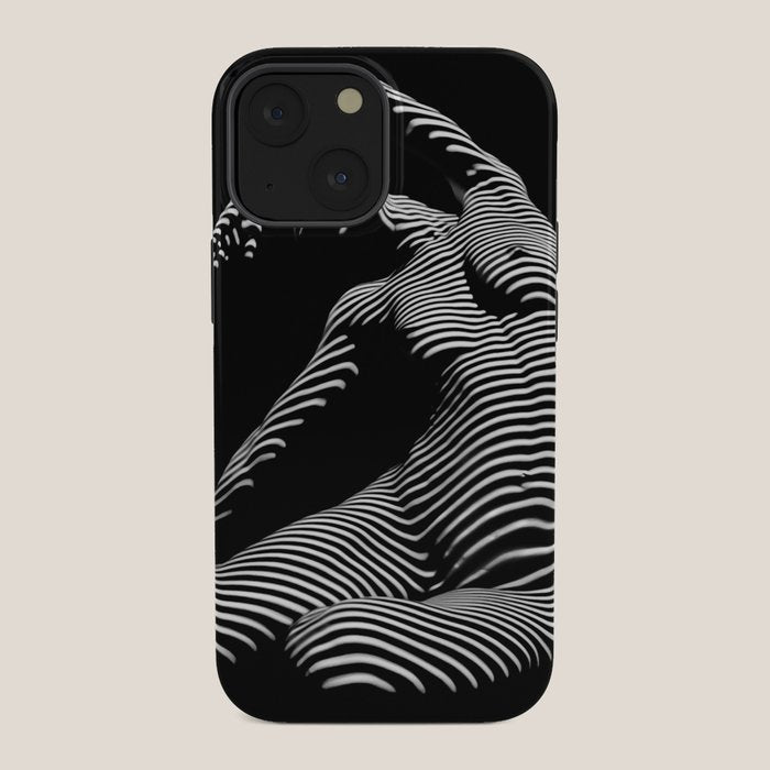 0077s-DJA Abstract Photograph of Seated Woman Striped by Light and Shade iPhone Case