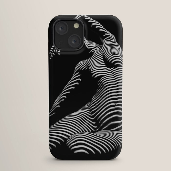 0077s-DJA Abstract Photograph of Seated Woman Striped by Light and Shade iPhone Case