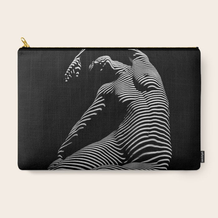 0077s-DJA Abstract Photograph of Seated Woman Striped by Light and Shade Carry All Pouch