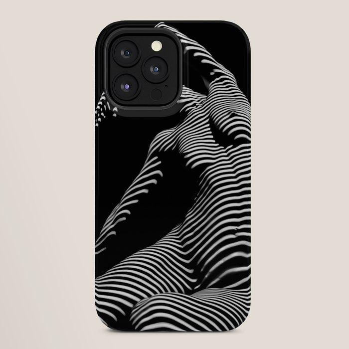 0077s-DJA Abstract Photograph of Seated Woman Striped by Light and Shade iPhone Case