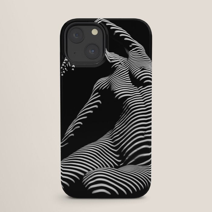 0077s-DJA Abstract Photograph of Seated Woman Striped by Light and Shade iPhone Case