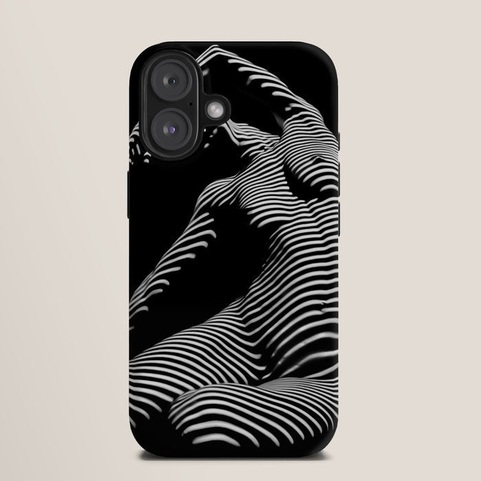0077s-DJA Abstract Photograph of Seated Woman Striped by Light and Shade iPhone Case