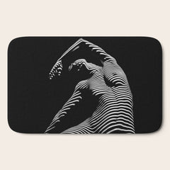0077s-DJA Abstract Photograph of Seated Woman Striped by Light and Shade Bath Mat