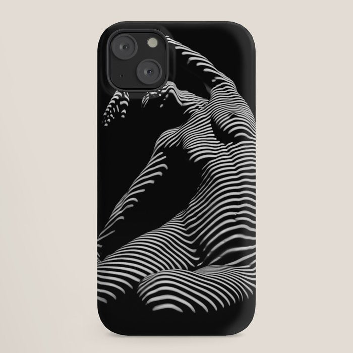 0077s-DJA Abstract Photograph of Seated Woman Striped by Light and Shade iPhone Case