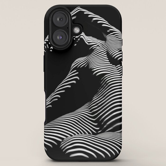 0077s-DJA Abstract Photograph of Seated Woman Striped by Light and Shade iPhone Case