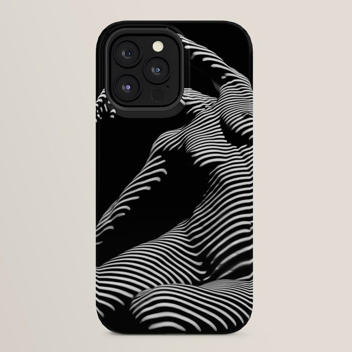 0077s-DJA Abstract Photograph of Seated Woman Striped by Light and Shade iPhone Case