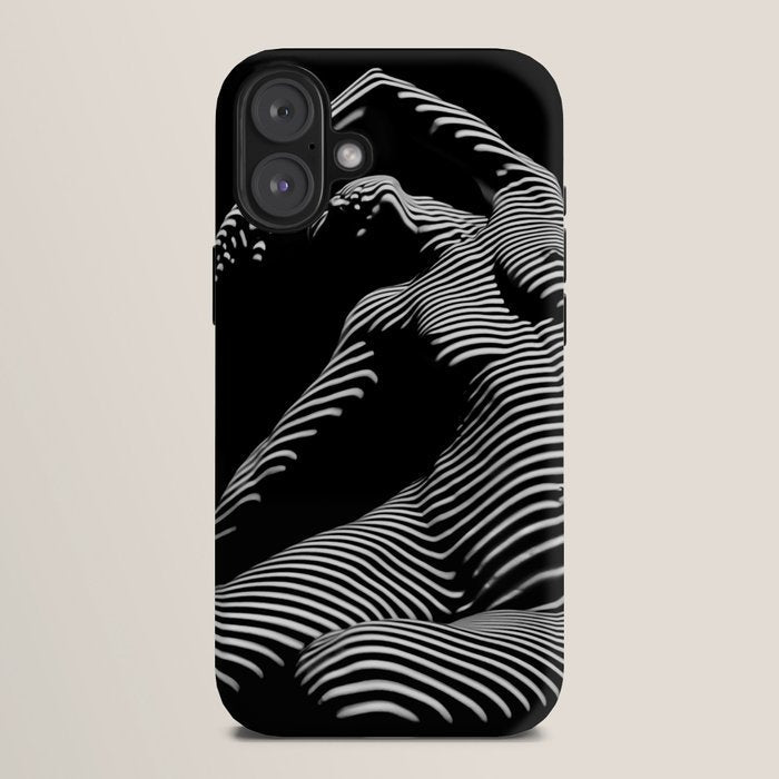 0077s-DJA Abstract Photograph of Seated Woman Striped by Light and Shade iPhone Case