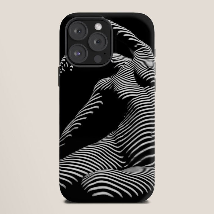 0077s-DJA Abstract Photograph of Seated Woman Striped by Light and Shade iPhone Case