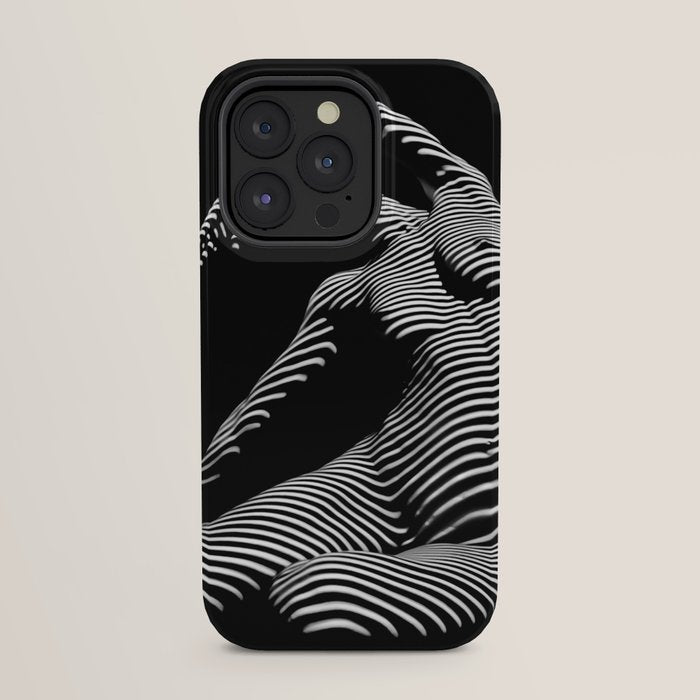 0077s-DJA Abstract Photograph of Seated Woman Striped by Light and Shade iPhone Case