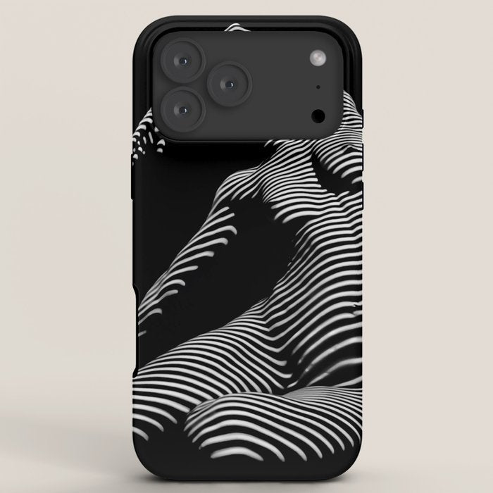 0077s-DJA Abstract Photograph of Seated Woman Striped by Light and Shade iPhone Case