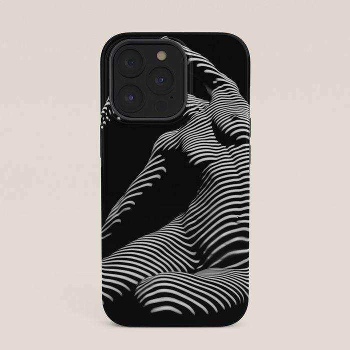 0077s-DJA Abstract Photograph of Seated Woman Striped by Light and Shade iPhone Case