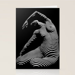 0077s-DJA Abstract Photograph of Seated Woman Striped by Light and Shade Stationery Card