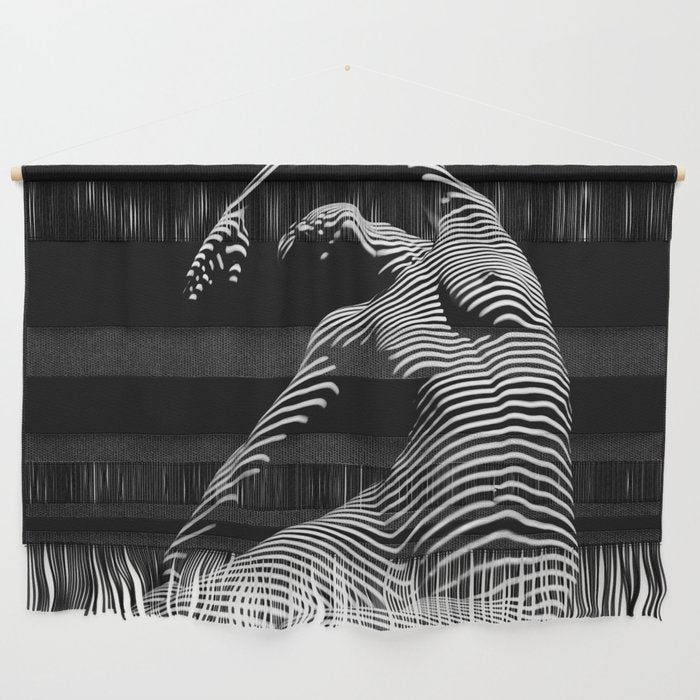 0077s-DJA Abstract Photograph of Seated Woman Striped by Light and Shade Wall Hanging