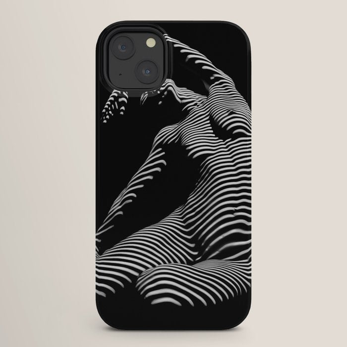 0077s-DJA Abstract Photograph of Seated Woman Striped by Light and Shade iPhone Case
