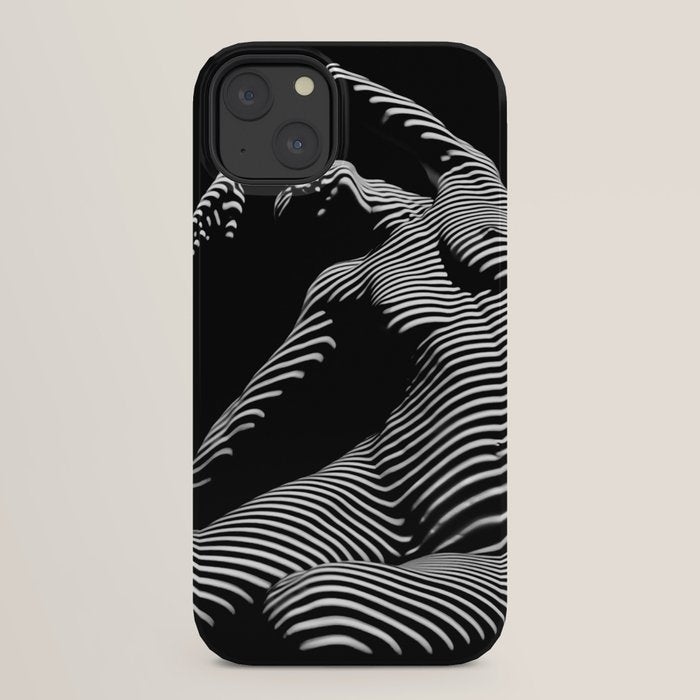 0077s-DJA Abstract Photograph of Seated Woman Striped by Light and Shade iPhone Case