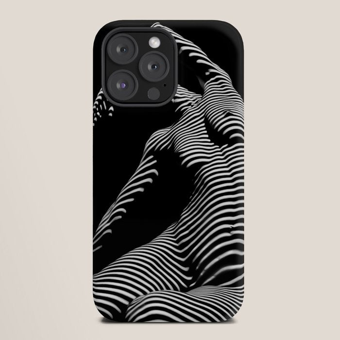 0077s-DJA Abstract Photograph of Seated Woman Striped by Light and Shade iPhone Case