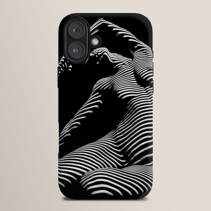 0077s-DJA Abstract Photograph of Seated Woman Striped by Light and Shade iPhone Case