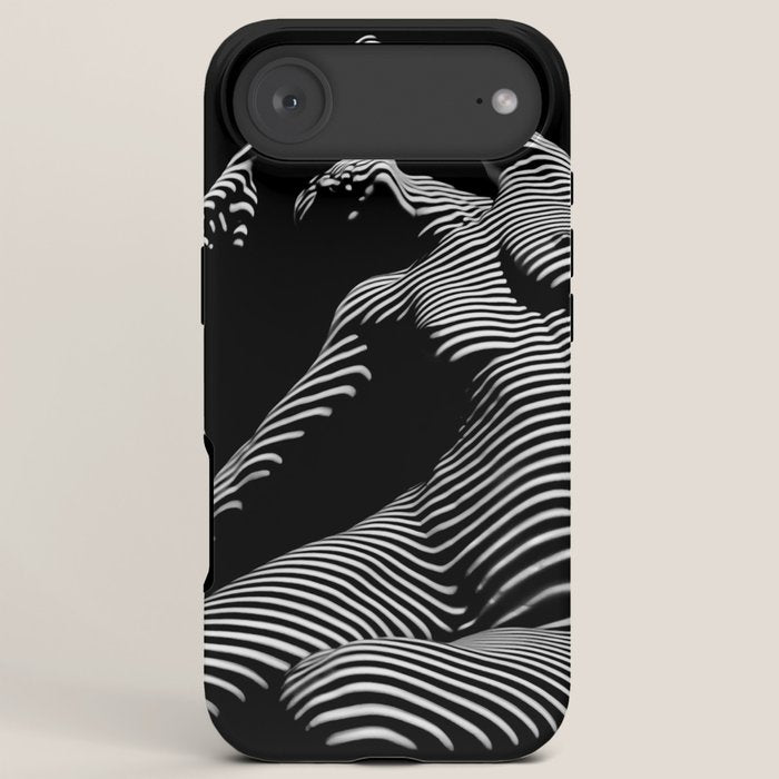 0077s-DJA Abstract Photograph of Seated Woman Striped by Light and Shade iPhone Case