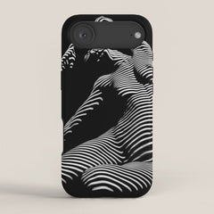 0077s-DJA Abstract Photograph of Seated Woman Striped by Light and Shade iPhone Case