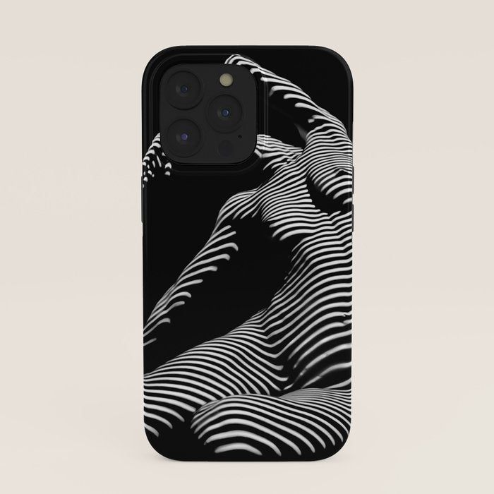 0077s-DJA Abstract Photograph of Seated Woman Striped by Light and Shade iPhone Case