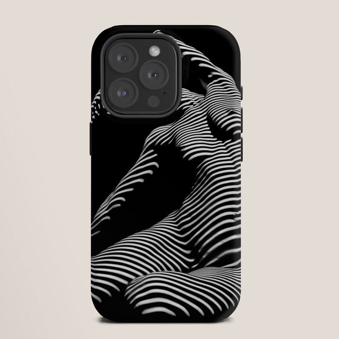 0077s-DJA Abstract Photograph of Seated Woman Striped by Light and Shade iPhone Case